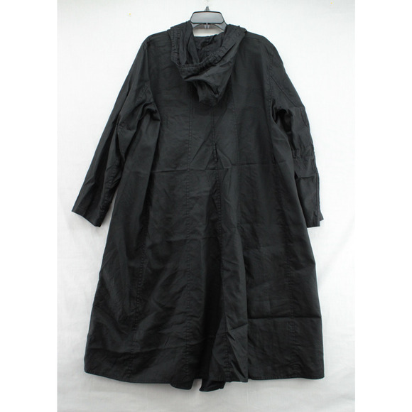 Eileen Fisher Linen Cape Coat Women’s Medium Black Gothic Open Front Pockets - Picture 4 of 8